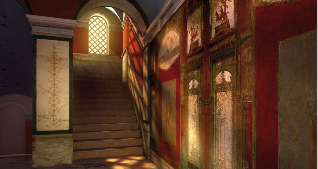 Stairway with frescoes Domus Romane Palazzo Valentini